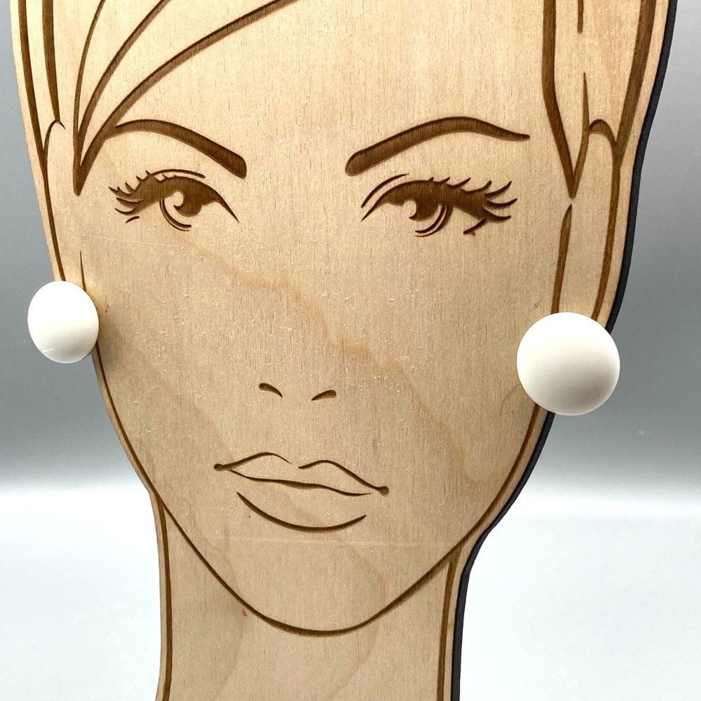 Vintage Milk Glass Dome Earrings, Classy Clip On in White, Minimalist Button